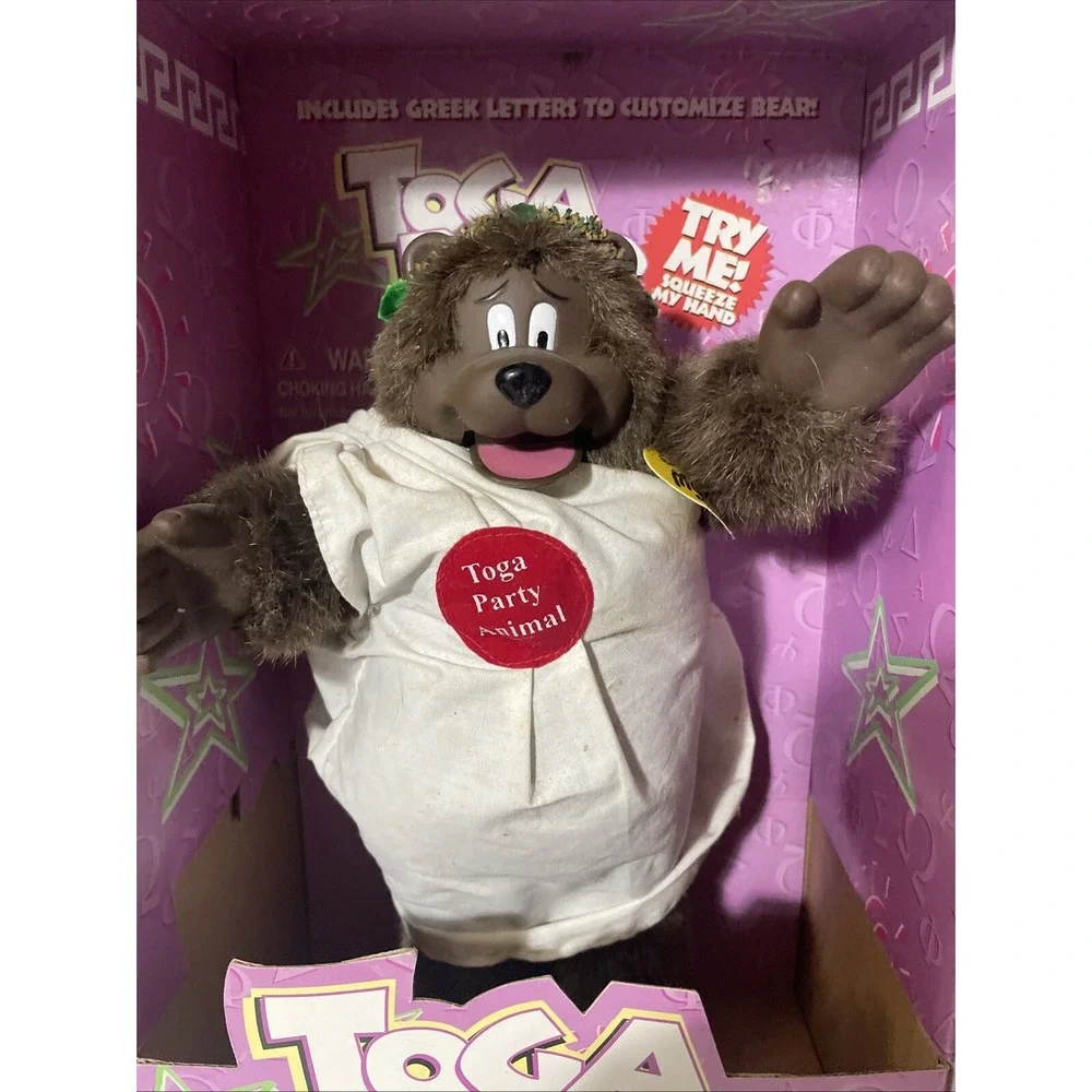 Vintage 1998‎ Gemmy Animated Singing TOGA BEAR Sings 